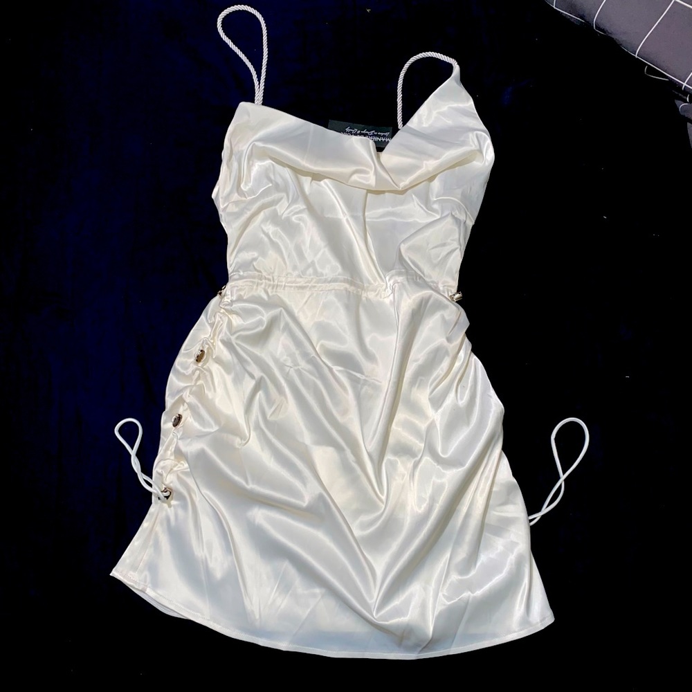 Maniere de Voir satin ruched dress